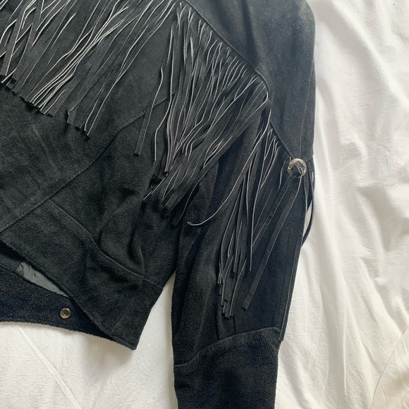 Vintage Fringe Suede Black Jacket - Picture 3 of 4